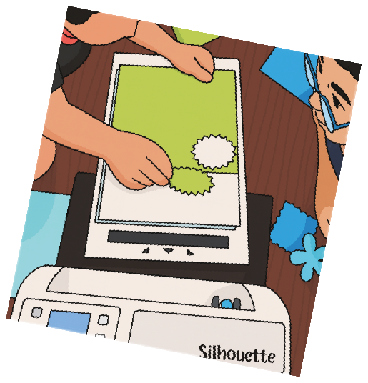 紙を自在にカット カッティングマシンで作品作りのイメージイラスト